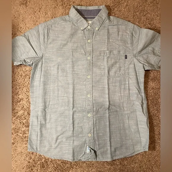 Hurley Surf Style Button Up Down Adult Mens Size Medium Blue Cotton Dress Shirt - Picture 2 of 9
